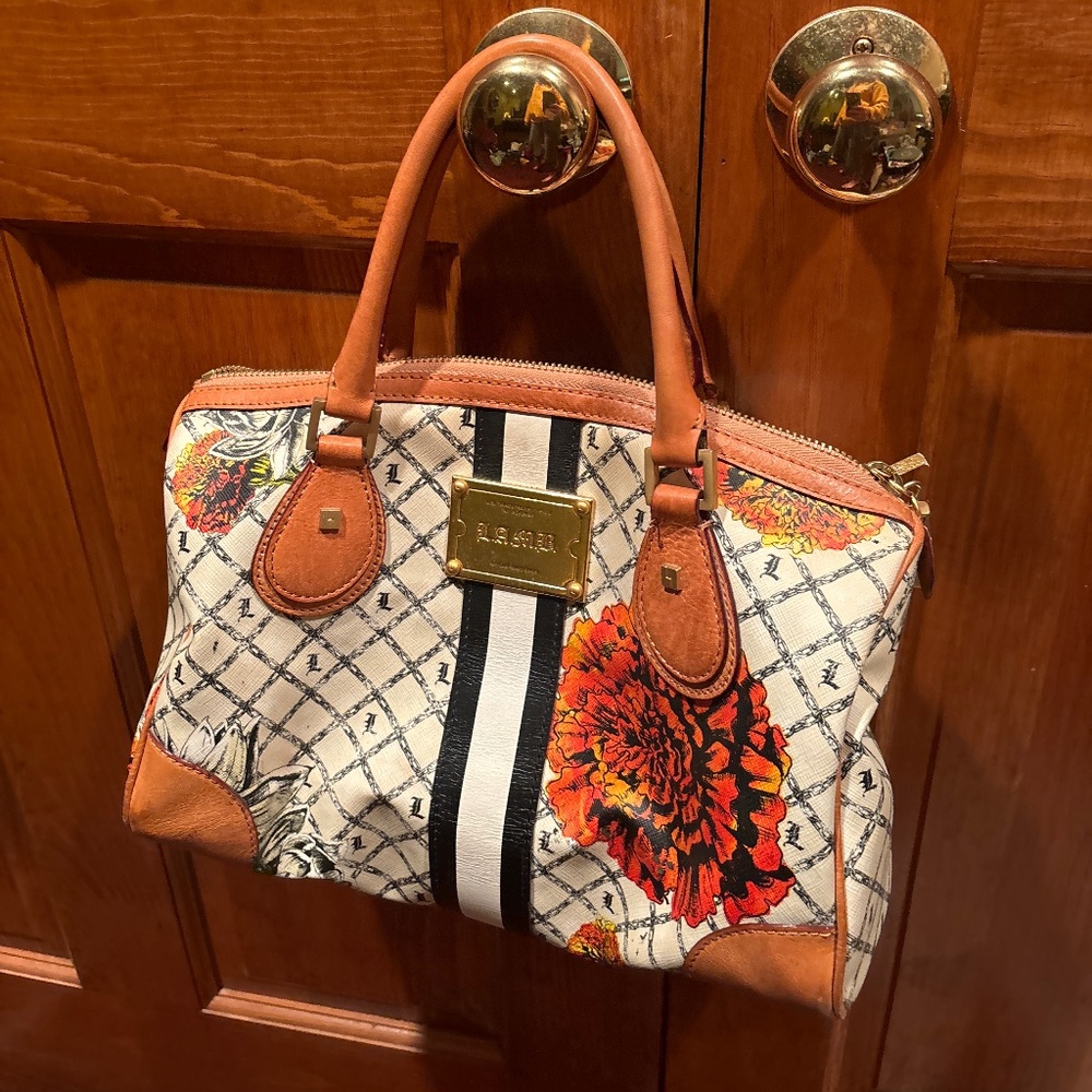 L.A.M.B. by Gwen Stefani Marigold Satchel Leather Luxury Designer Handbag